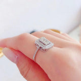 Rectangle CZ Ring Wedding Bands for Women UR0674