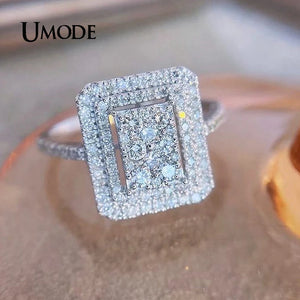 Rectangle CZ Ring Wedding Bands for Women UR0674