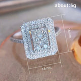 Rectangle CZ Ring Wedding Bands for Women UR0674