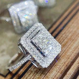 Rectangle CZ Ring Wedding Bands for Women UR0674