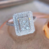Rectangle CZ Ring Wedding Bands for Women UR0674