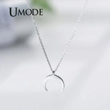 925 Sterling Silver Crescent Moon Pendant Necklaces for Women