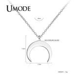 925 Sterling Silver Crescent Moon Pendant Necklaces for Women
