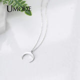 925 Sterling Silver Crescent Moon Pendant Necklaces for Women