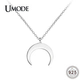 925 Sterling Silver Crescent Moon Pendant Necklaces for Women