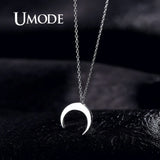 925 Sterling Silver Crescent Moon Pendant Necklaces for Women