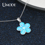 Sterling Silver Daisy Flower Pendant Opal Slide Charm Necklace ULN0482