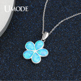 Sterling Silver Daisy Flower Pendant Opal Slide Charm Necklace ULN0482
