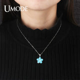 Sterling Silver Daisy Flower Pendant Opal Slide Charm Necklace ULN0482