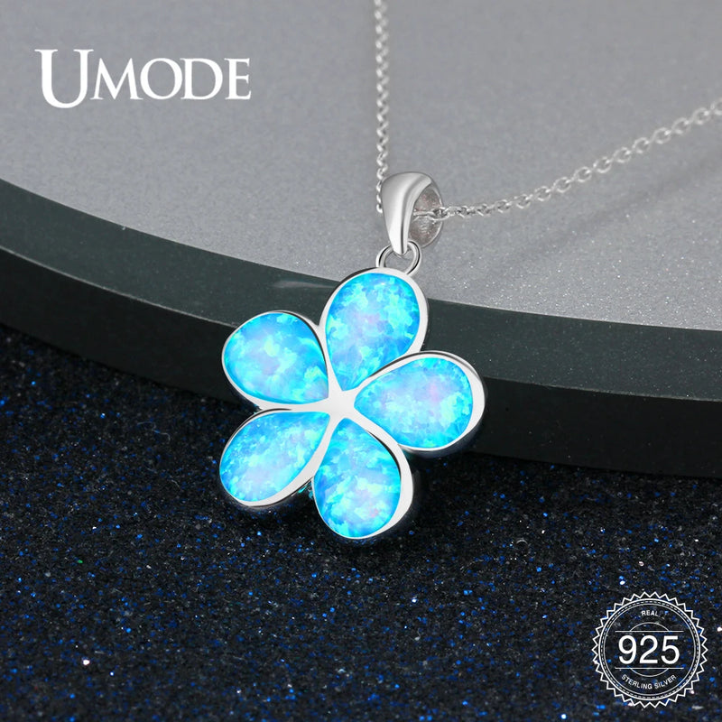 Sterling Silver Daisy Flower Pendant Opal Slide Charm Necklace ULN0482