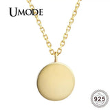 925 Silver Necklace Round Pendant Link Chain Jewelry