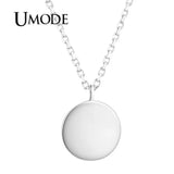 925 Silver Necklace Round Pendant Link Chain Jewelry
