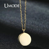 925 Silver Necklace Round Pendant Link Chain Jewelry