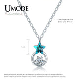 925 Silver Star Crystal Pendant Necklace Zircon Chain Silver Jewelry