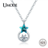 925 Silver Star Crystal Pendant Necklace Zircon Chain Silver Jewelry