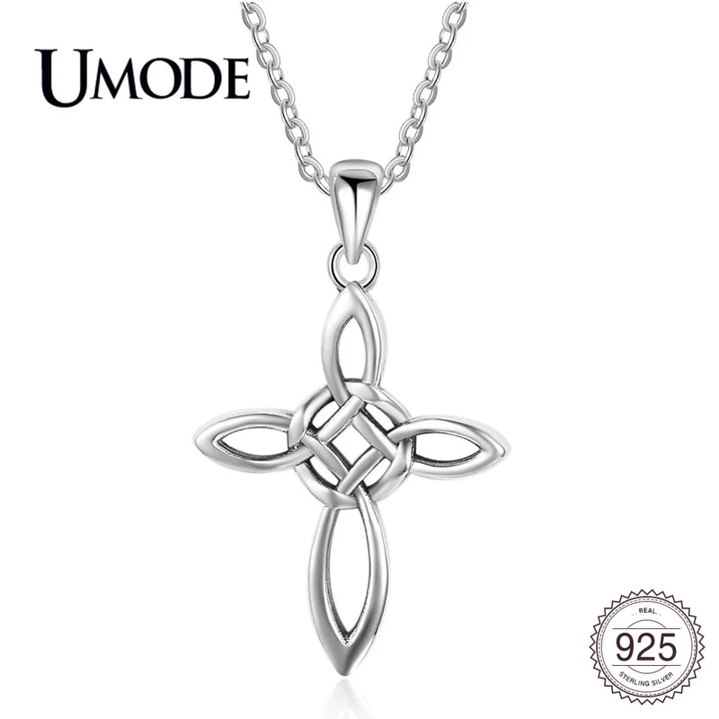 925 Sterling Silver Chinese Knot Pendant Necklace Hollow Charm Gift