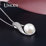 Freshwater Round Pearl Necklace Pendant with 925 Sterling Silver Chain