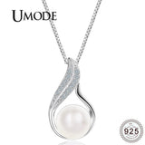 Freshwater Round Pearl Necklace Pendant with 925 Sterling Silver Chain