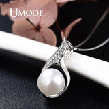 Freshwater Round Pearl Necklace Pendant with 925 Sterling Silver Chain