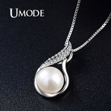 Freshwater Round Pearl Necklace Pendant with 925 Sterling Silver Chain