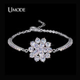 Rhinestone Cup Chain Bracelet with CZ Flower Jewelry