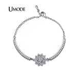 Rhinestone Cup Chain Bracelet with CZ Flower Jewelry