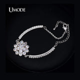 Rhinestone Cup Chain Bracelet with CZ Flower Jewelry