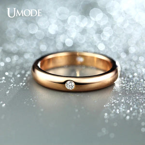 Rose Burnish CZ Aneis Feminino Wedding Band Ring for Women