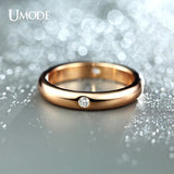 Rose Burnish CZ Aneis Feminino Wedding Band Ring for Women