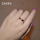 Rose Burnish CZ Aneis Feminino Wedding Band Ring for Women
