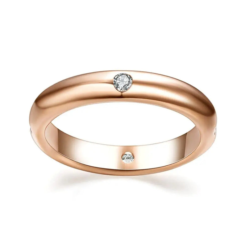 Rose Burnish CZ Aneis Feminino Wedding Band Ring for Women