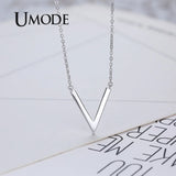 V Letter 925 Silver Chain Pendant Necklace for Women Gift ULN0204