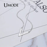 V Letter 925 Silver Chain Pendant Necklace for Women Gift ULN0204