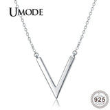 V Letter 925 Silver Chain Pendant Necklace for Women Gift ULN0204