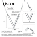 V Letter 925 Silver Chain Pendant Necklace for Women Gift ULN0204