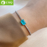 925 Silver Paraiba Tourmaline Bracelet Diamond Fine Jewelry