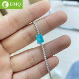 925 Silver Paraiba Tourmaline Bracelet Diamond Fine Jewelry