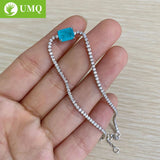 925 Silver Paraiba Tourmaline Bracelet Diamond Fine Jewelry
