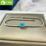 925 Silver Paraiba Tourmaline Bracelet Diamond Fine Jewelry
