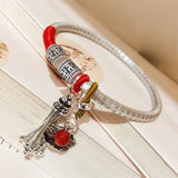 999 Silver Heart Sutra Bracelet Retro Chinese Hand Ornaments