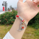 999 Silver Heart Sutra Bracelet Retro Chinese Hand Ornaments