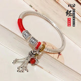 999 Silver Heart Sutra Bracelet Retro Chinese Hand Ornaments