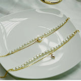 Bromance Bracelet Women Double Freshwater Pearl Ins Bracelet
