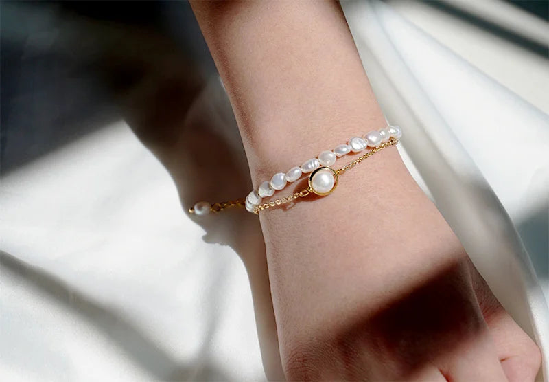 Bromance Bracelet Women Double Freshwater Pearl Ins Bracelet