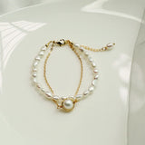 Bromance Bracelet Women Double Freshwater Pearl Ins Bracelet