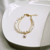 Bromance Bracelet Women Double Freshwater Pearl Ins Bracelet