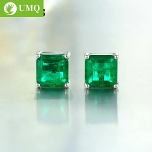 Vintage Emerald Stud Earrings 925 Sterling Silver Wedding Party Bride Jewelry
