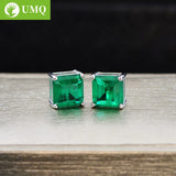 Vintage Emerald Stud Earrings 925 Sterling Silver Wedding Party Bride Jewelry