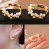 Versatile Round Pearl Earrings Female Jewelry