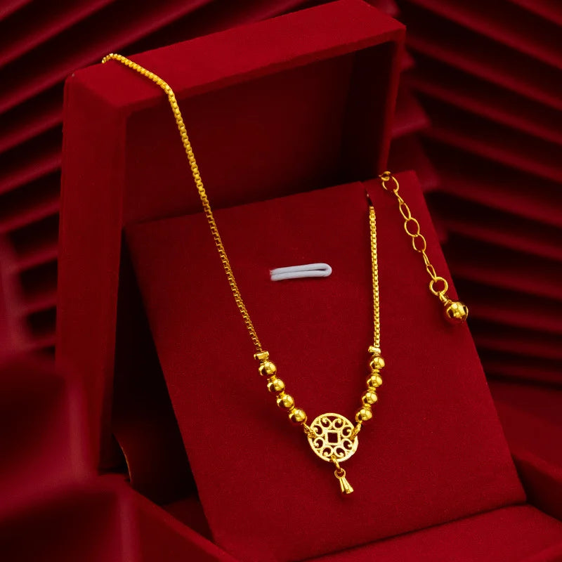 18k Hollow Cylinder Anklet for Women's Solid 999 Anklet Chain